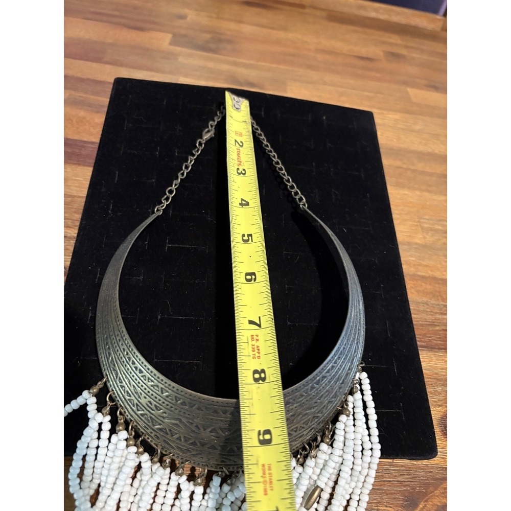 Bib Necklace Resin Seed Beads Tassel Tribal African Long Fringe Boho Festival - Picture 10 of 15